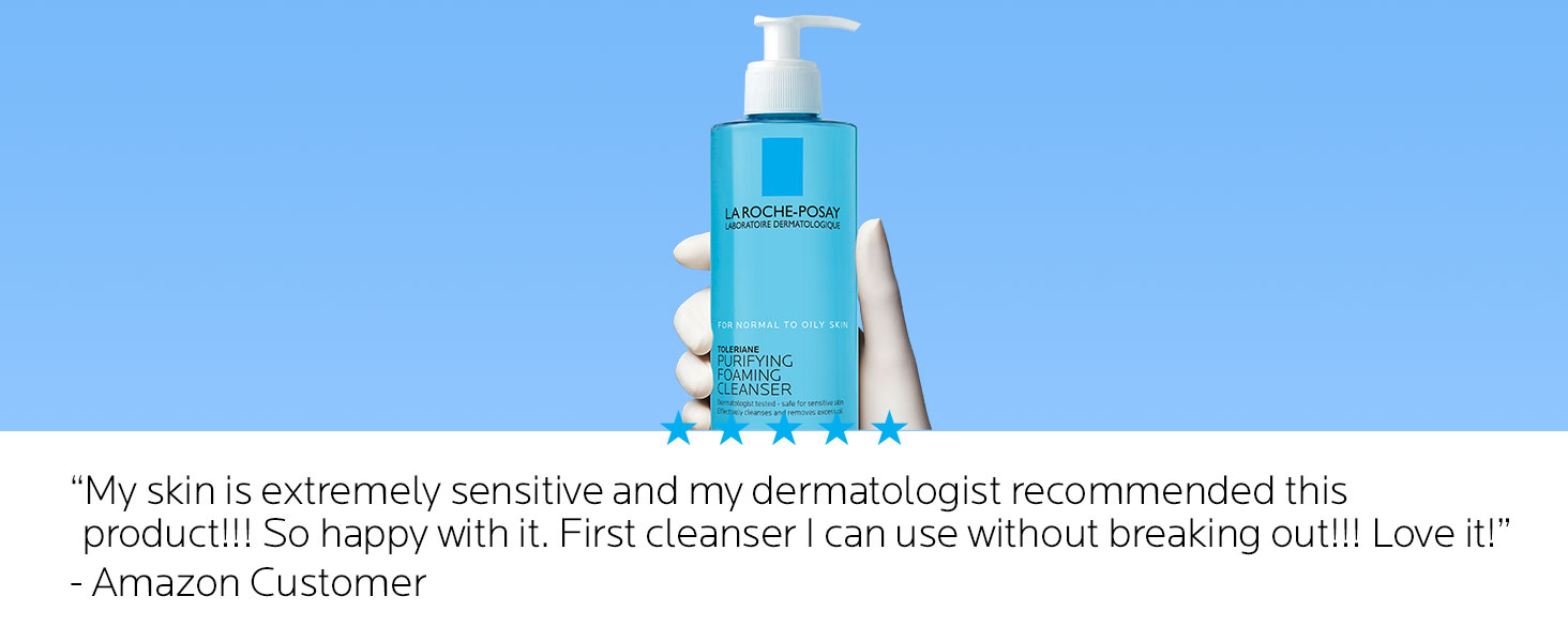 Customer review with sensitive skin dermatologist recommended, non-comedogenic helps treat acne