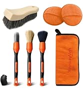 YeewayVeh 7PCS Car Interior Detailing Kit, Horse Hair Car Leather Brush, Applicator Pads and Micr...