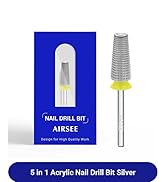 AIRSEE Tungsten Carbide 5 in 1 Acrylic Nail Drill Bit Efile Electric File Machine Head Tip for Ma...