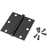 KNOBWELL 12 Pack Matte Black Door Hinges 3.5" X 3.5" Square Corner Door Hinges Exterior and Inter...