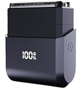 CLIKTAG Mini Electric Foil Shaver for Men - 3 Floating Blades, LED Display, USB-C Rechargeable, I...