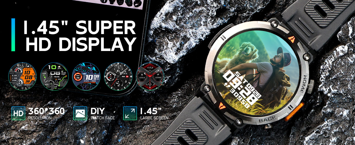 Military Smart Watches for Men 3ATM Waterproof (Built-in GPS) with Call/LED Flashlight,