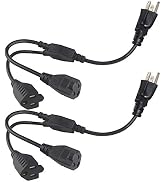 Power Cord Extension Y Splitter - KUNCAN 2 Way Outlet Adapter NEMA 5-15R to 1 NEMA 5-15P with 18A...