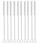 Straw Cleaner Brush Set, Stainless Steel Handle Straw Brush Set 10 Pack, Extra Long 10 inch Straw...
