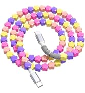 COOYA USB C to USB C Cable Vintage Colorful Star Beads Charger Cord 60W for Super Fast Charging 3...