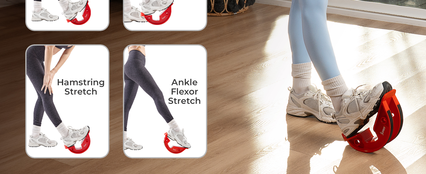 Calf Stretch, Achilles Tendon Stretch, Hamstring Stretch, Ankle Flexor Stretch
