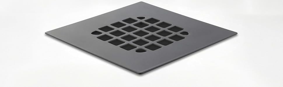 4-14" Square Matte Black Shower Grate in use