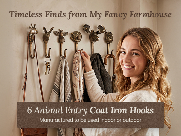 Timeless Finds from My Fancy Farmhouse - 6 Animal Entry Cast Iron Hooks