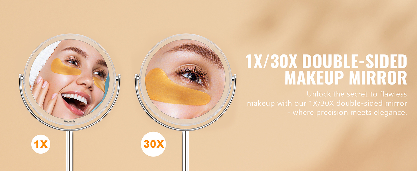 1X/30X double-sided miror for makeup, eyebrow tweezing & shaving
