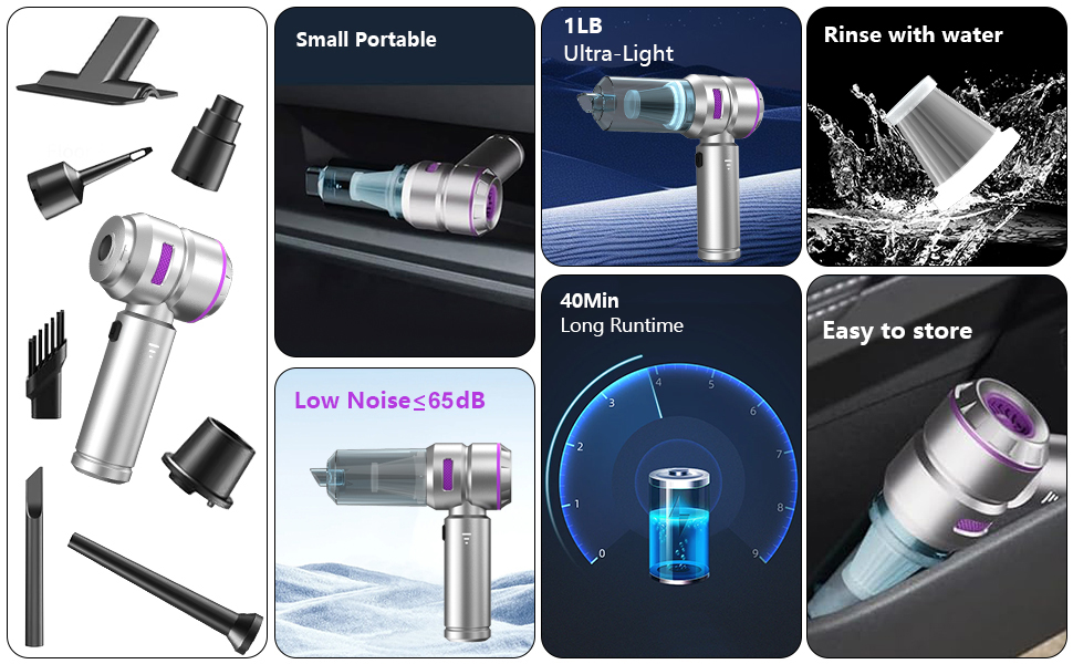 Handheld Vacuum Cordless TypeC for Cars,Office,Home Pet Hair