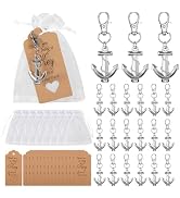 30 Sets Anchor Keychain Bulk, 3D Silver Anchor Keychains for Guests