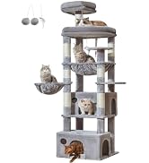 Taoqimiao 76.8-Inch Tall Cat Tree, Heavy Duty Cat Tower for Large Multiple Indoor Cats, Multi-Lev...