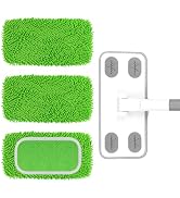 ZHAYAO Reusable Microfiber Floor Mop System, Wet & Dry Sweeper Kit, Includes 1 Sweeper Handle, 3 ...