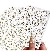 SONGJIE 4 Sheets Gold Nail Stickers Bronzing Rose Snake Eyes Heart Nail Art Decorations 3D Self-A...