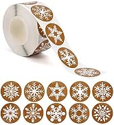 CCINEE Snowflake Stickers,Self Adhesive Snow Round Stickers for Christmas Label and Wrapping Supp...