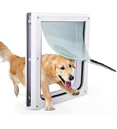 PAWISE 2 Way Dog Door, Lockable Dog Flap with Flexible Transparent Flap, Weatherproof & Easy Inst...
