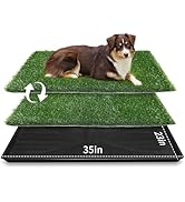 LOOBANI Large Dog Grass Pad with Tray - 35x23in Dog Litter Box with 2-Pack Replacement Artificial...