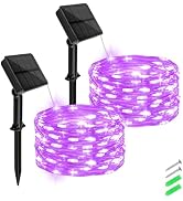 cshare Solar Fairy Lights Purple Outdoor Waterproof,16.4ft 50LED Solar String Lights Purple for O...