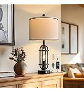 G-SAFAVA 24'' Table Lamps for Living Room Bedroom Industrial Touch Lamp with USB A+C Ports, Night...