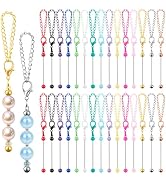 FDKYOEK 30 PCS Beadable Keychain Bars Bulk, Metal Blank Keychain Bars for Beads, DIY Beaded Key C...