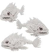 DR.DUDU 3 Pack Skeleton Fish Halloween Decor, Animals Skeleton Decorations Plastic Skull Fish Bon...
