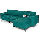 Giantex Sectional Sofa Couch, Convertible Sleeper with USB Ports, 3-Hole Socket, Storage Box, L-S...