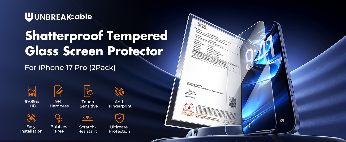 Shatterproof Tempered Glass Screen Protector for iPhone 17 Pro