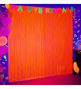 Mega-L Glow in The Dark Party Supplies, 2 Pack Neon Party Decorations 6.6 x 6.6 ft Fluorescent Ma...