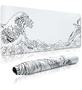 Large Gaming Mouse Pad for Desk,Kanagawa XXL Mouse Pad 35.4x15.7 Inch,Waterproof Desk Pad,Non-Sli...