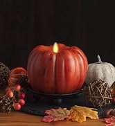 Luminara - Flameless Halloween LED Candle Battery Operated Moving Flame - Antique Orange Pumpkin ...