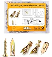 Jyphorixal 200 PCS Drywall Self Drilling Anchors with Screws Kit,100 Sheetrock Anchors (0.47X1.18...