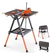 Goplus Portable Workbench, 2-in-1 Folding Workmate Work Bench w/4 Clamp Dogs, 2 Quick Clamps, 100...