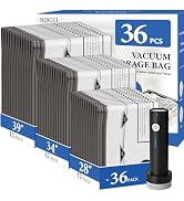 NESCCI Travel Vacuum Bags for Clothing with Rechargeable Wireless air Pump,36 Pack Compression Pa...