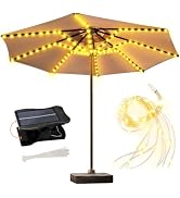ZNYCYE Solar Umbrella Lights, 8 Strands Patio Umbrella Lights Outdoor with 8 Modes 3V Solar Panel...