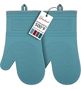 Yutat Silicone Oven Mitts, Oven Gloves with Non-Slip Silicone, 600 Degree Heat Resistant, Soft Co...