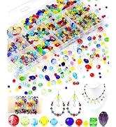 1076PCS FIVEIZERO Glass Beads for Jewelry Making, Assorted Colorful Rainbow Craft Crystal Beads, ...