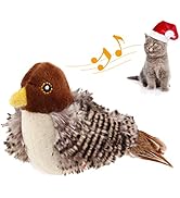 Gigwi Chirping Bird Cat Toys for Indoor Cats, Interactive Cat Toy with Real Electronic Squeaky So...