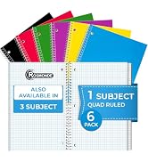 Rosmonde 1 Subject Graph Paper Spiral Notebook, 6 Pack, 70 Sheets (140 Pages), 8 x 10-1/2