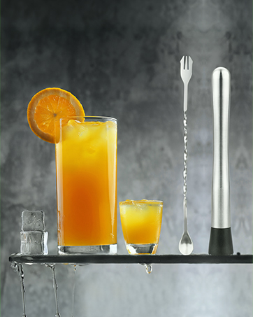 Cocktail muddler and cocktail stirrer.