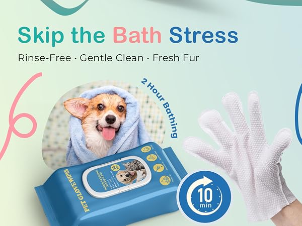 Glove wipes for dogs offer quick no rinse cleaning for home, travel, walks and post-play cleanup