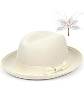 FADACHY Fedora Hats for Women,Women Classic Felt Fedora Wide Brim Hat Fashionable Dress Hats