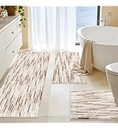 BSICPRO Bathroom Rugs Sets 3 Piece, Non-Slip Chenille Toilet Rugs with TPR Backing, U-Shaped Toil...