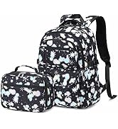 Gradient Kids Girls Backpack Set with Lunch Box for School, 2Pcs School Bags Bookbags with Insula...