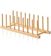 Worthyeah Bamboo Dish Dying Rack - Pot Lid Plate Organizer Holder for Cabinet - Cutting Board Org...