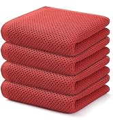 Kitinjoy 100% Cotton Waffle Weave Kitchen Towels, 4-Pack Super Soft and Absorbent Kitchen Dish To...