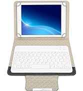 EBTOOLS Bluetooth Keyboard Case, PU Leather Waterproof Wireless Protective Cover + Keyboard with ...