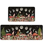 Kuyuayee Farmhouse Mushroom Kitchen Mats Set of 2 Non Slip Mushroom Kitchen Rugs Moon Mushroom Ho...