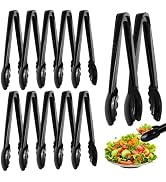 Mwellewm 12 Pc Serving Tongs 9 Inch Bulk Reusable or Disposable Plastic Tongs Heavy Duty Hard Pla...