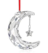 H&D HYALINE & DORA 2026 Christmas Moon Ornament Crystal Christmas Moon Hanging Ornament Clear Cry...