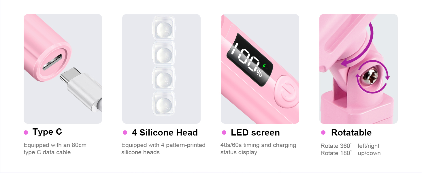 Pink Mini UV Light for Gel Nails, Handheld LED Nail Lamp
